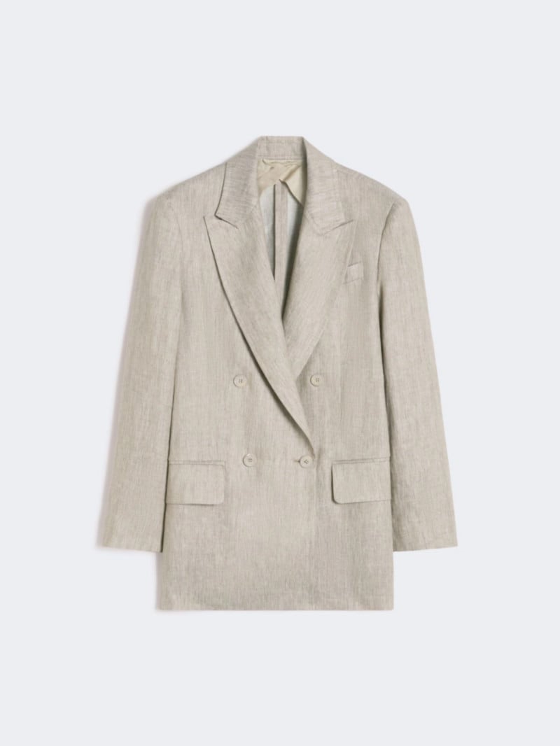 MaxMara亞麻人字紋雙排扣西裝外套