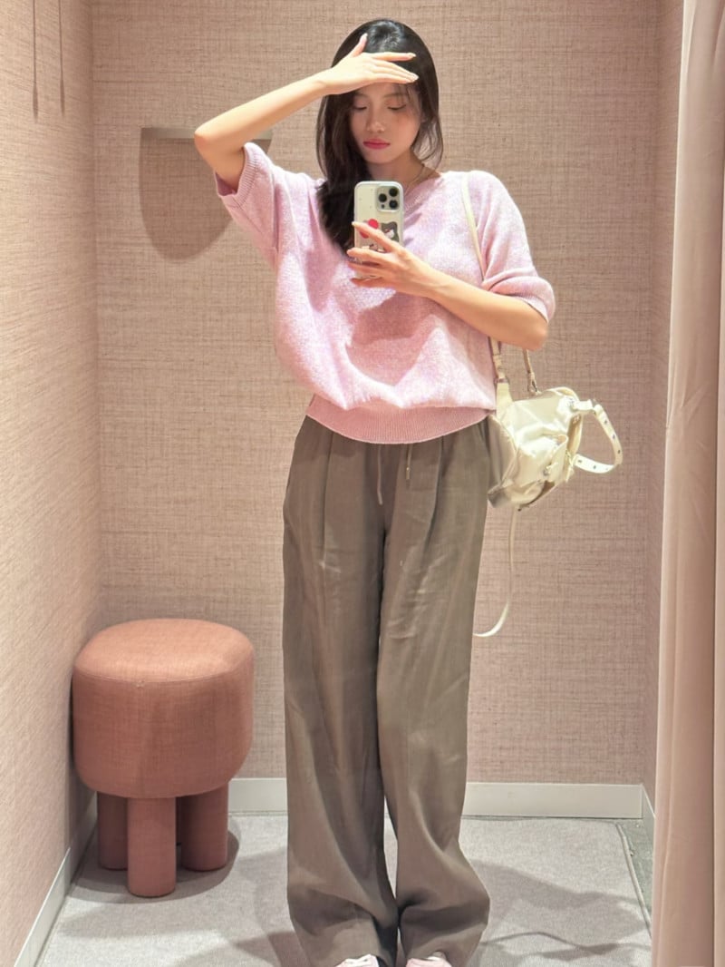 MARELLA金銀絲V領五分袖毛衣