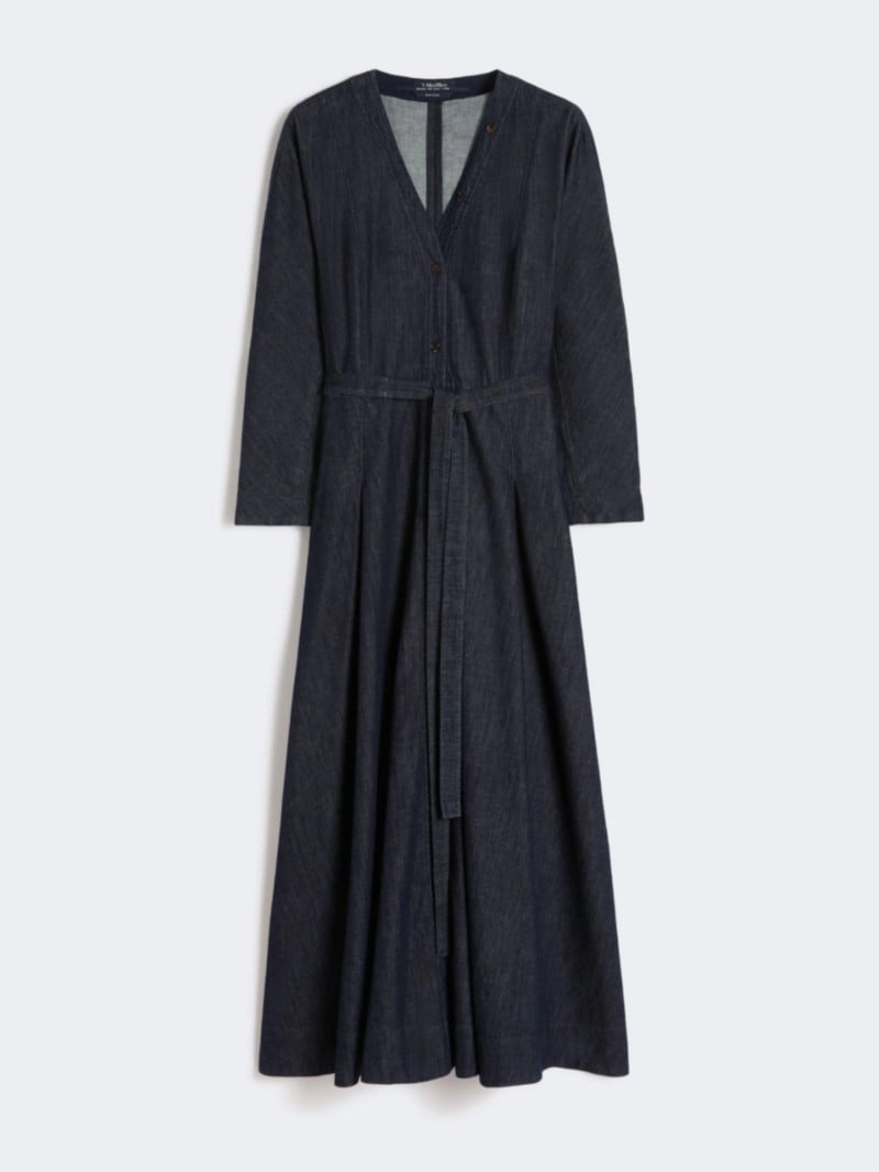 S MaxMara牛仔七分袖繫腰長洋裝