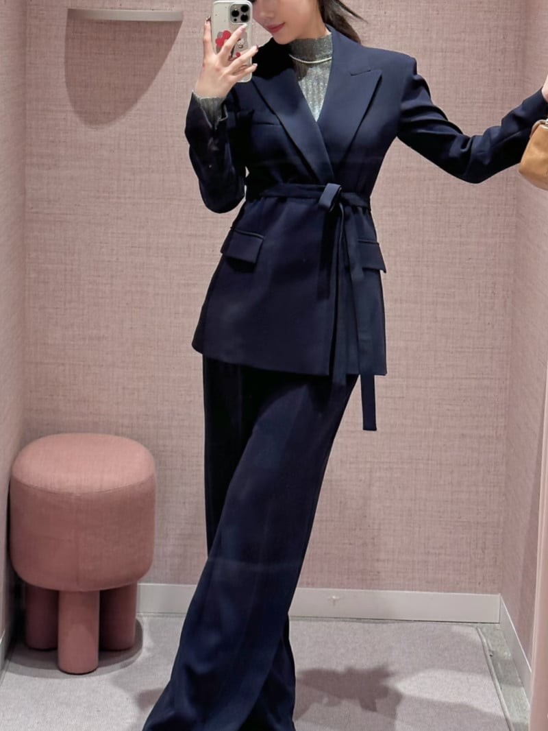 MARELLA縐紗繫帶西裝外套