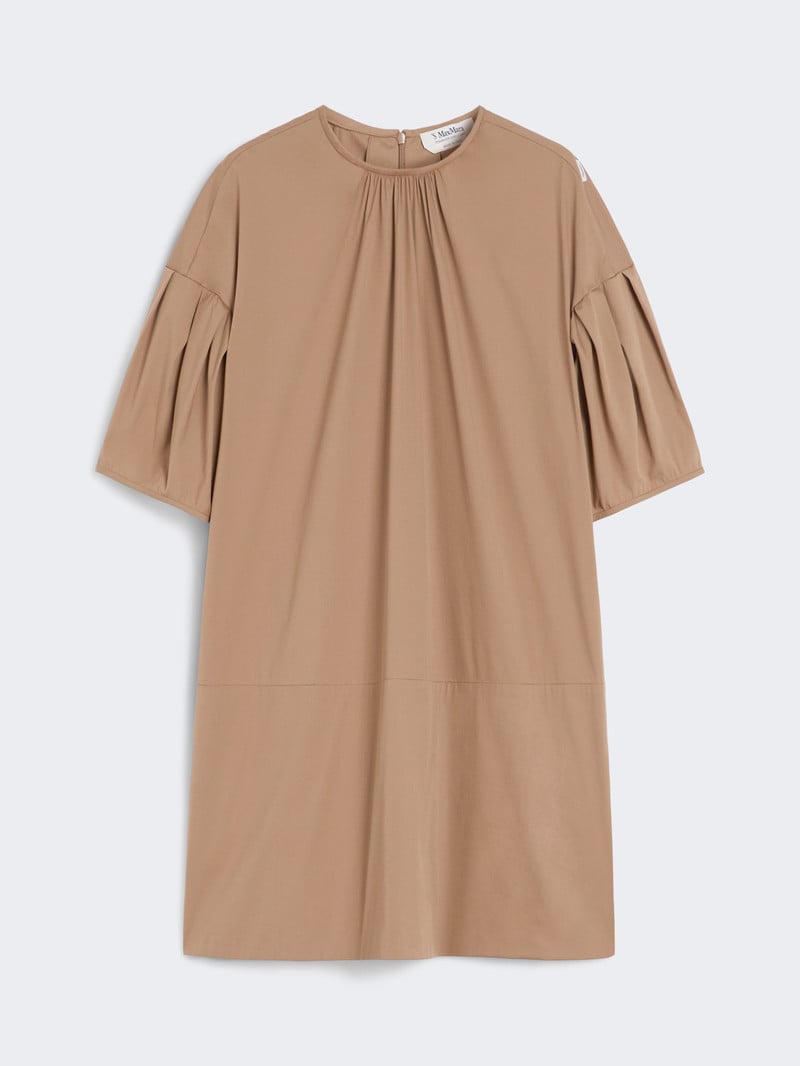 S MaxMara圓領泡泡袖摺飾洋裝