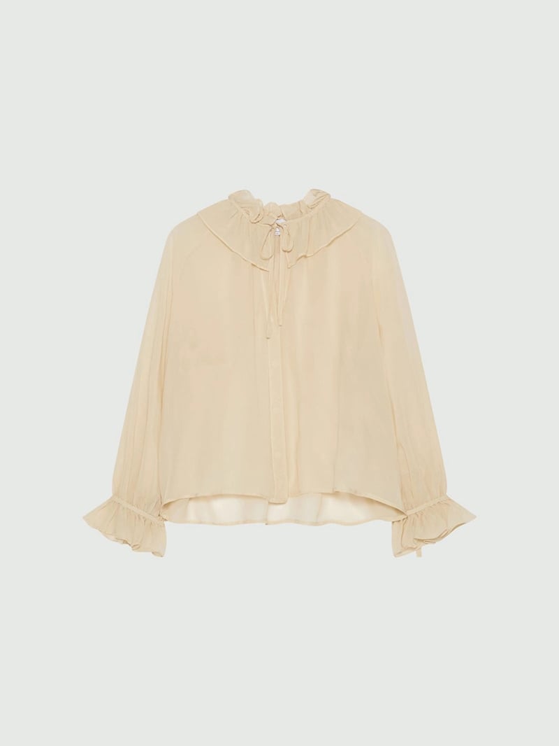 MARELLA真絲荷葉邊領襯衫