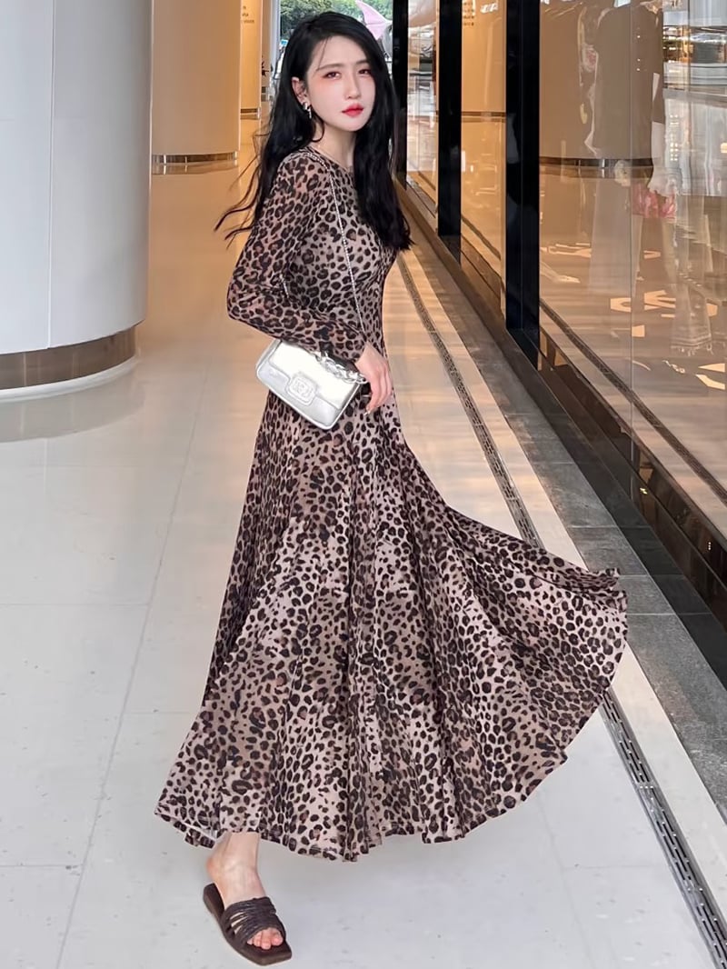 MARELLA豹紋印花修身洋裝