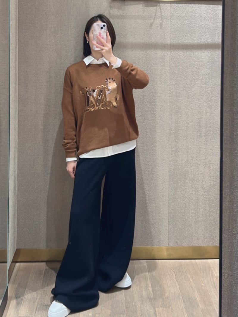 MaxMara羊毛羊絨混紡水鑽刺繡毛衣