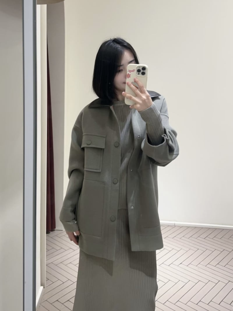 MAX&Co.雙層羊毛皮革領短大衣