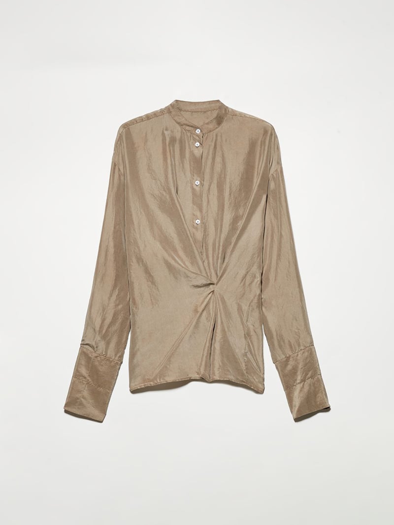 MAX&Co.真絲不對稱褶飾襯衫