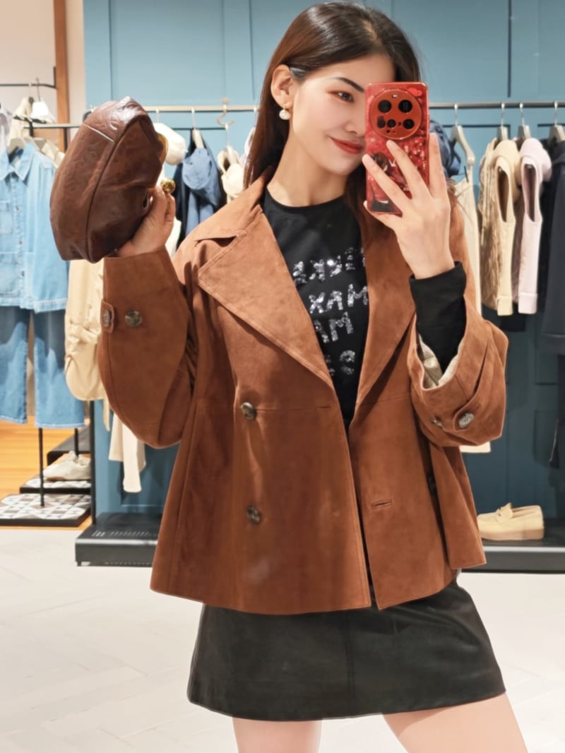 WEEKEND麂皮雙排扣西裝外套