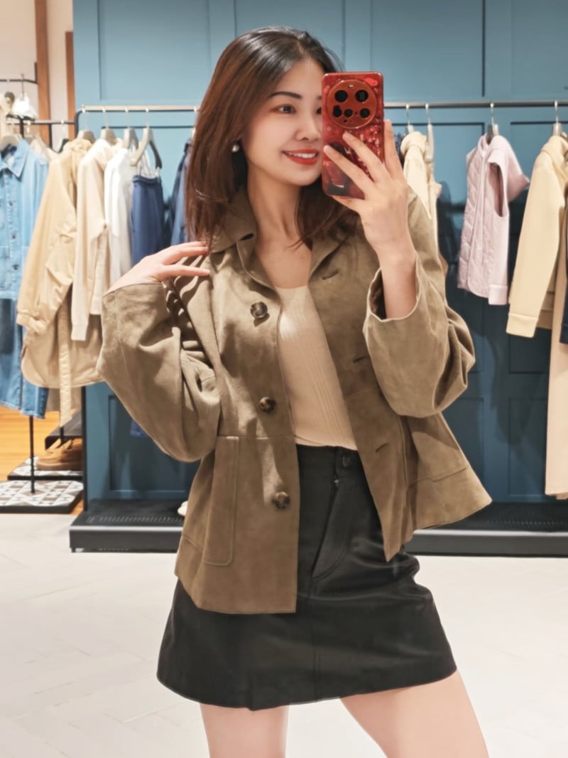 WEEKEND麂皮窄翻領短夾克