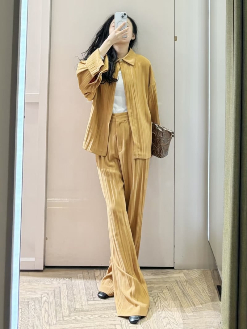 MAX&Co.緞面褶皺長褲