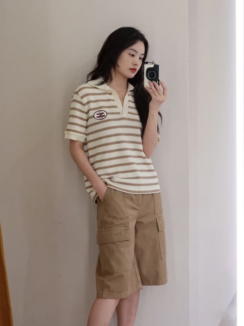 MAX&Co.立體條紋針織Polo衫