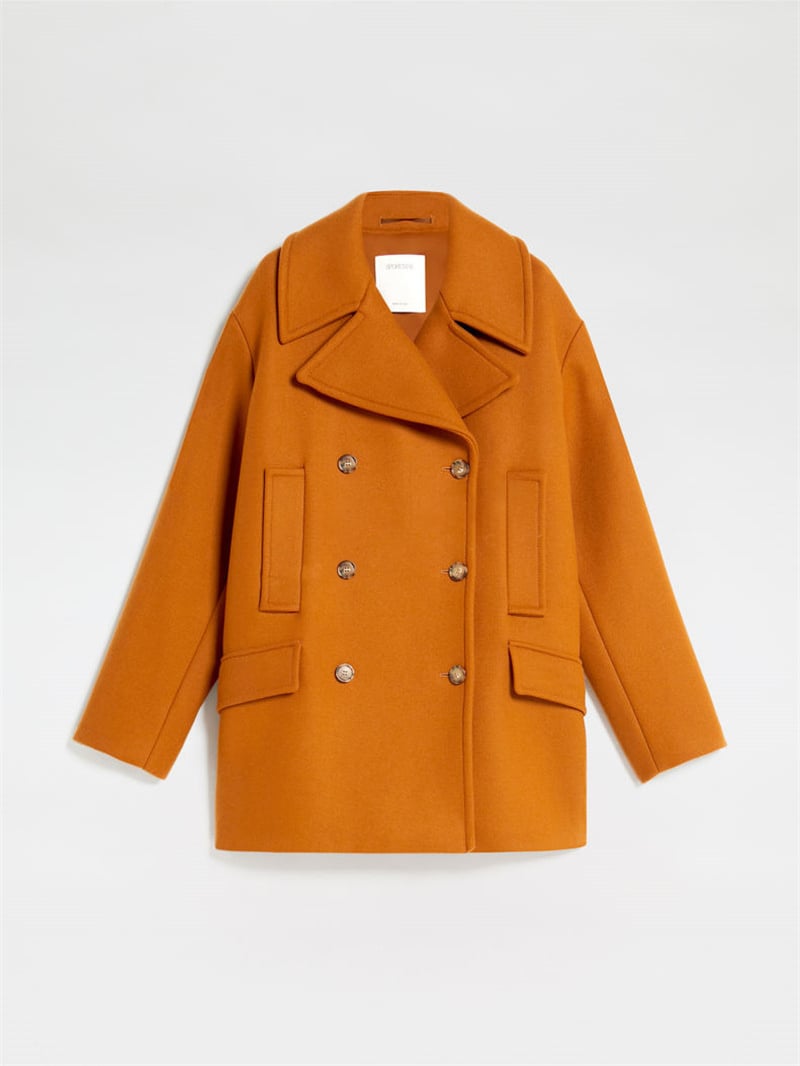 現貨SPORTMAX羊毛混紡寬翻領短大衣