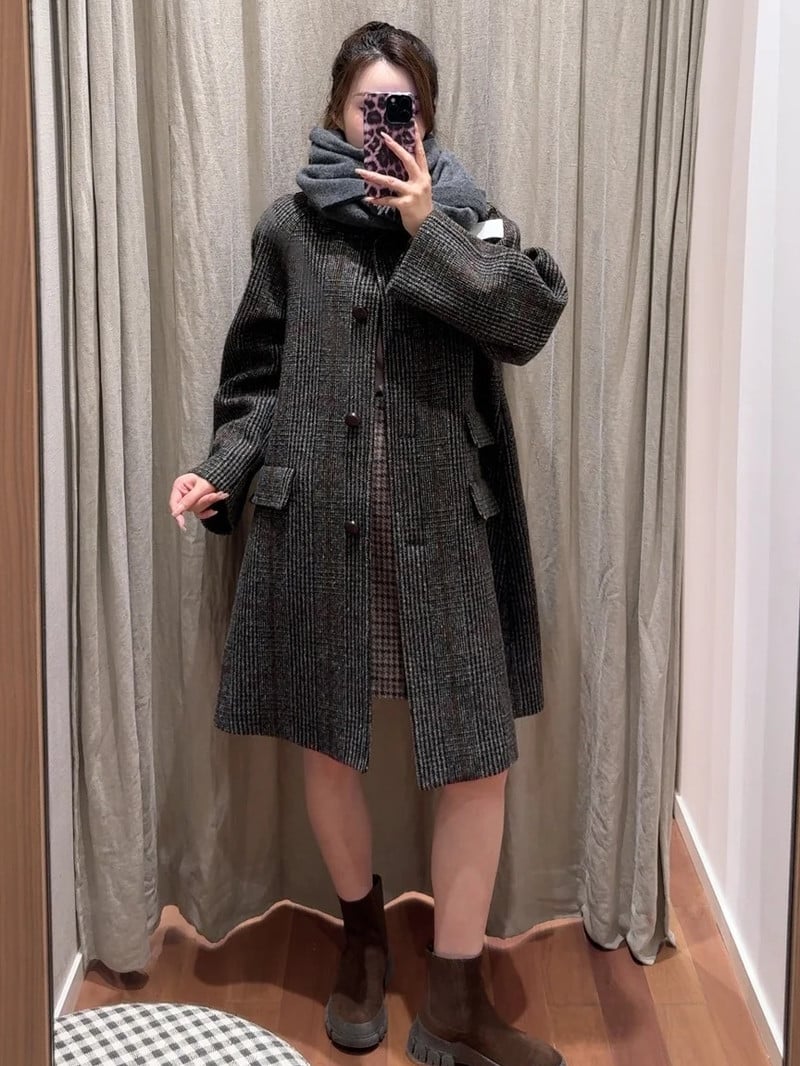 WEEKEND羊毛粗呢威爾斯親王格紋大衣