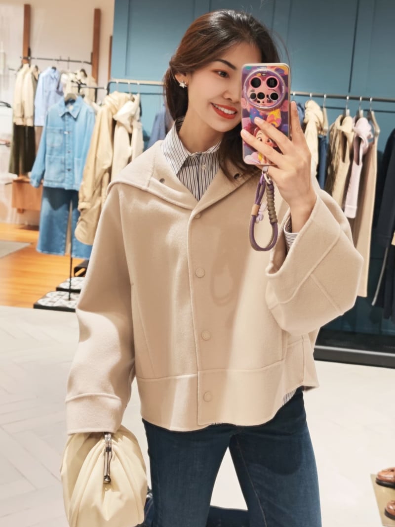 WEEKEND雙層羊毛混紡連帽夾克