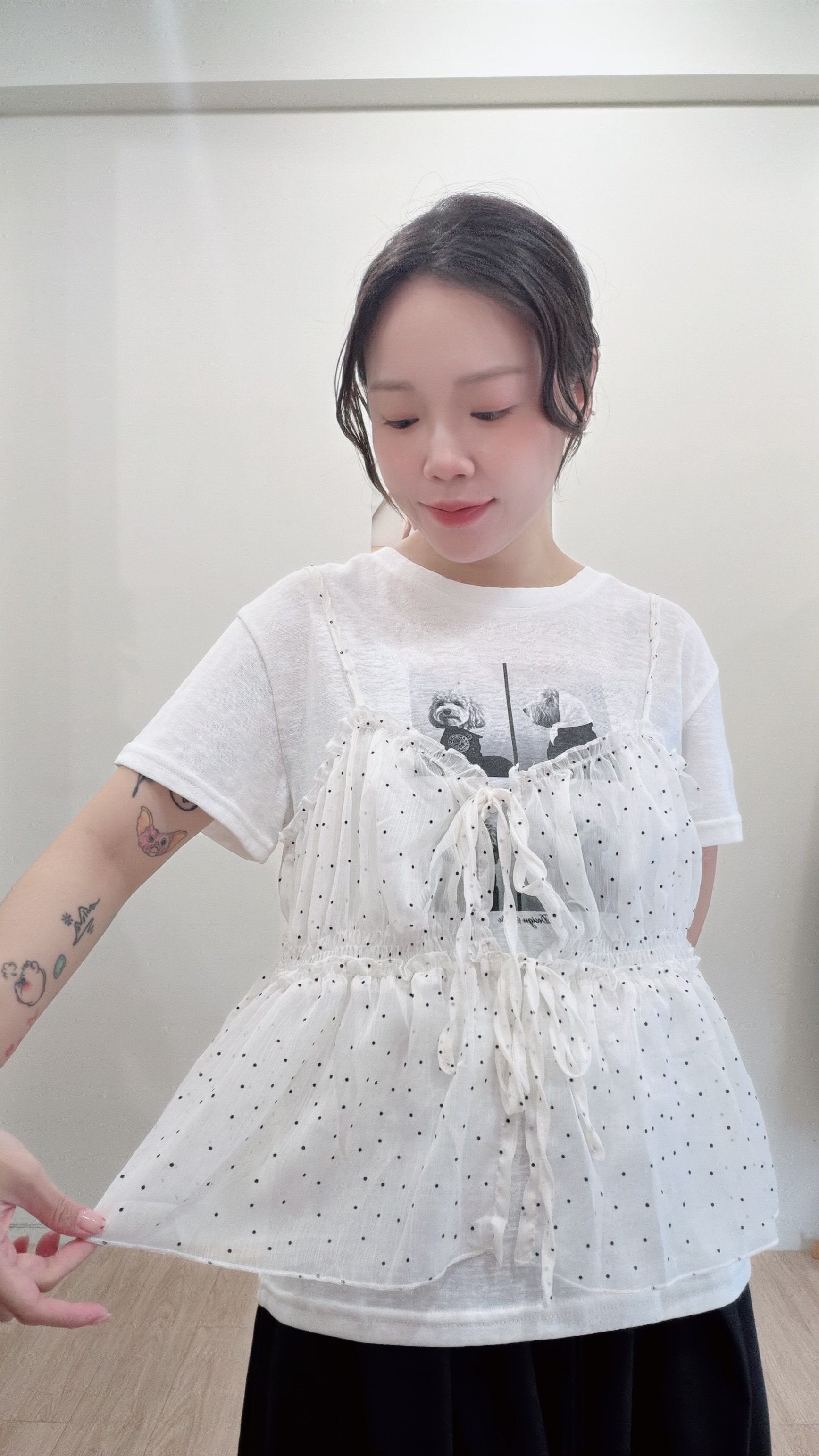 波點綁帶衫