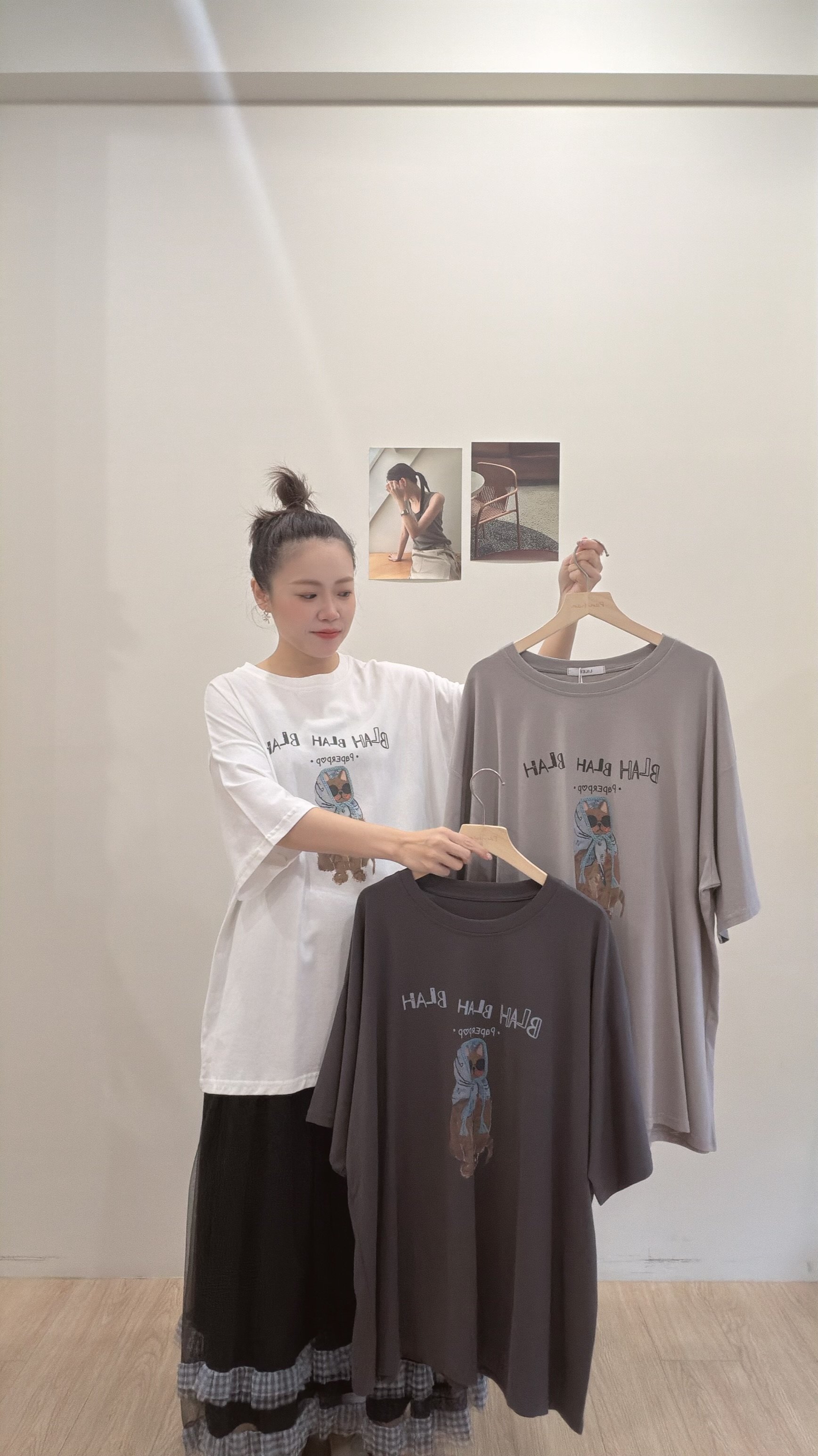 巴拉巴拉頭巾貓寬tee