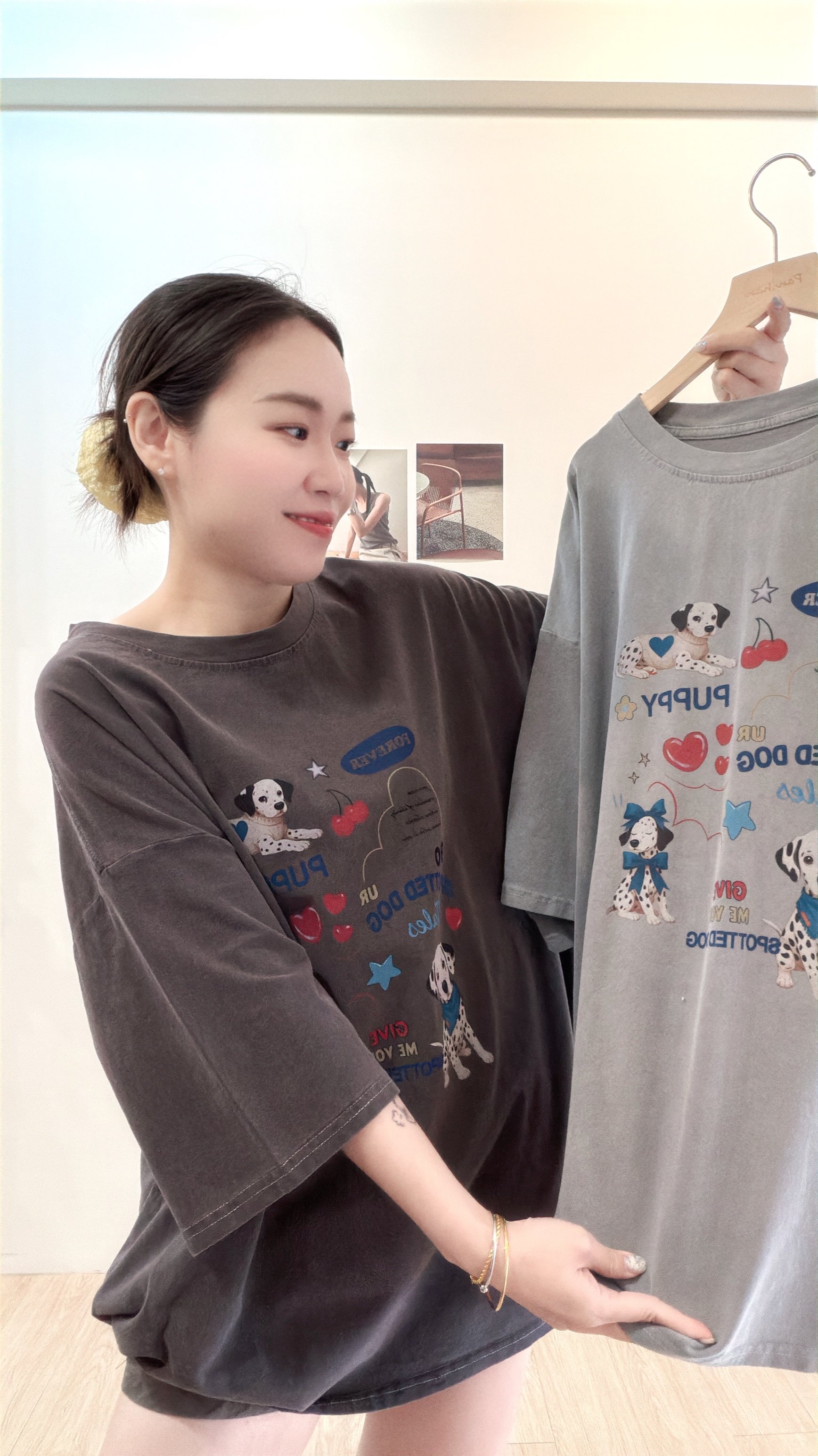 可愛狗狗水洗tee