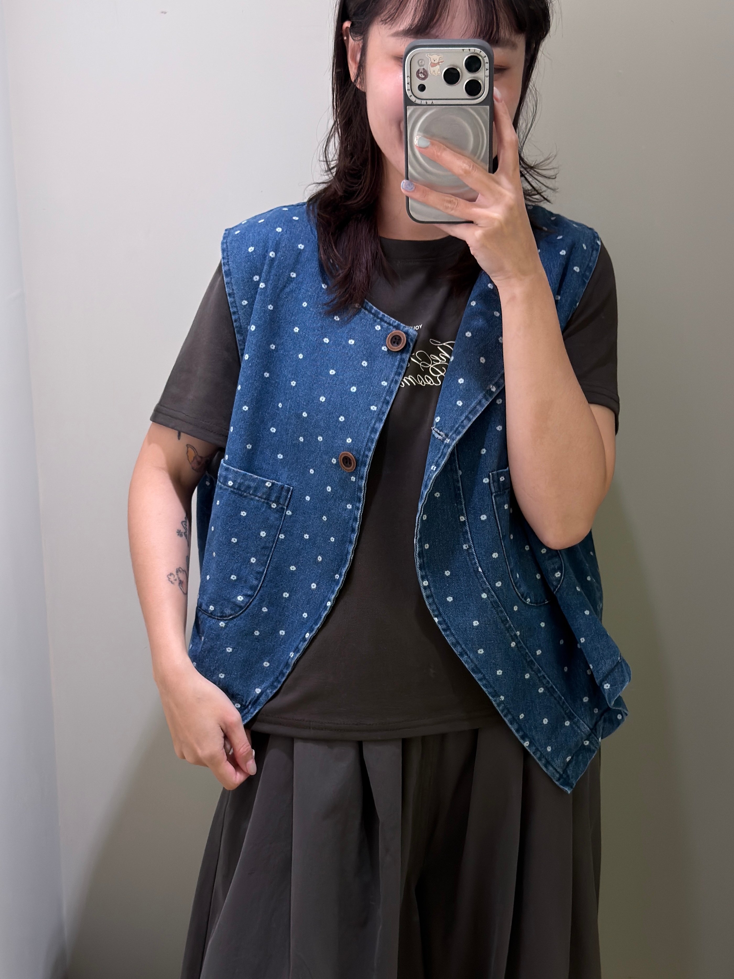 波點牛仔背心