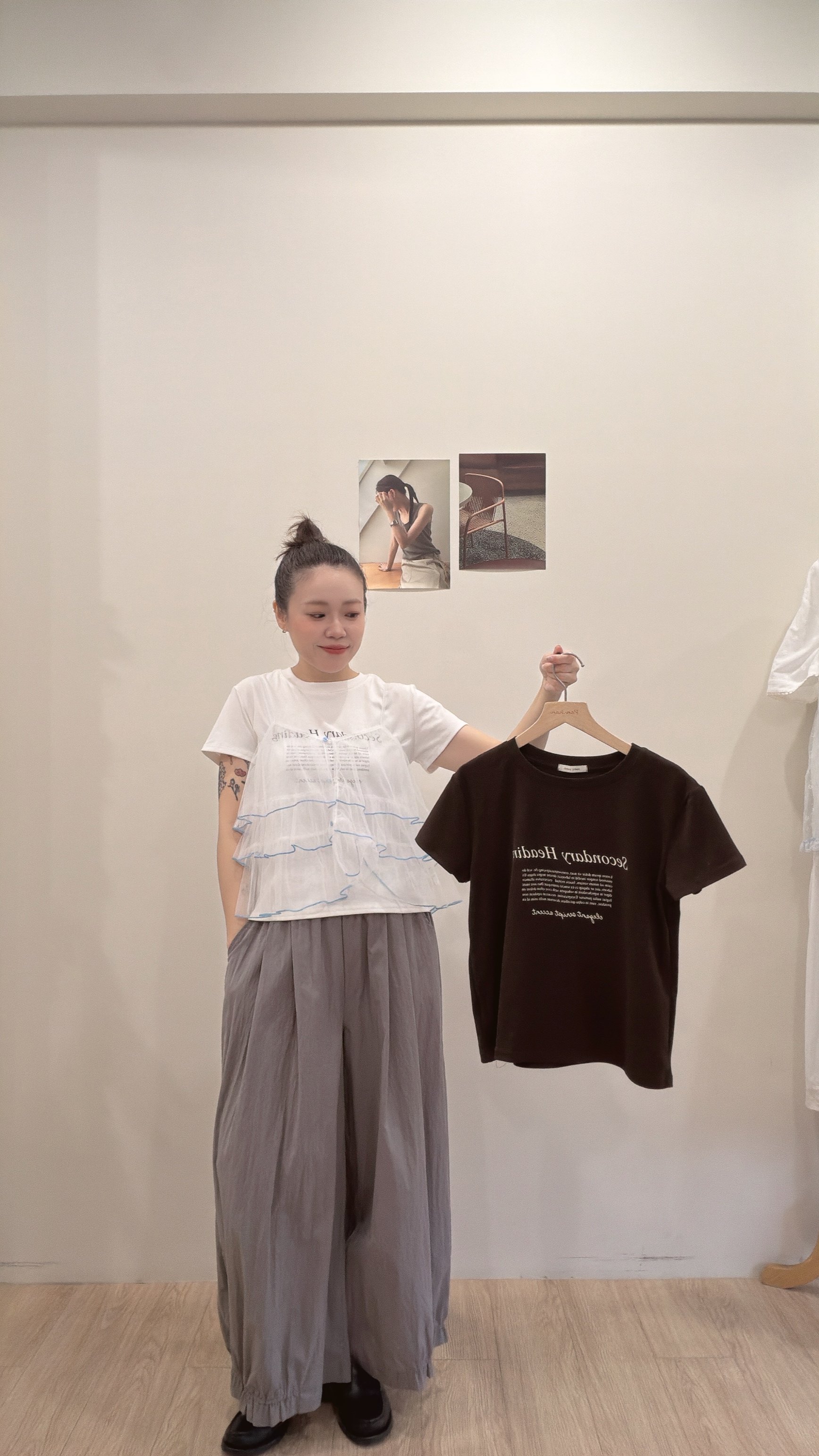 字母彈力短Tee