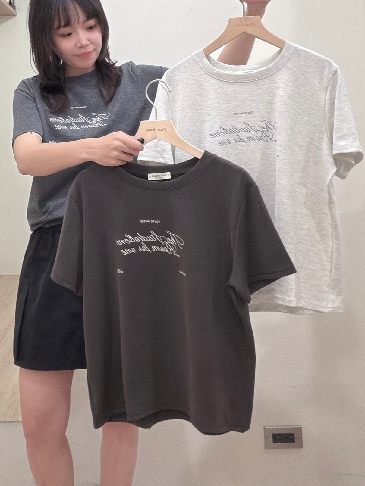 韓國字母棉tee