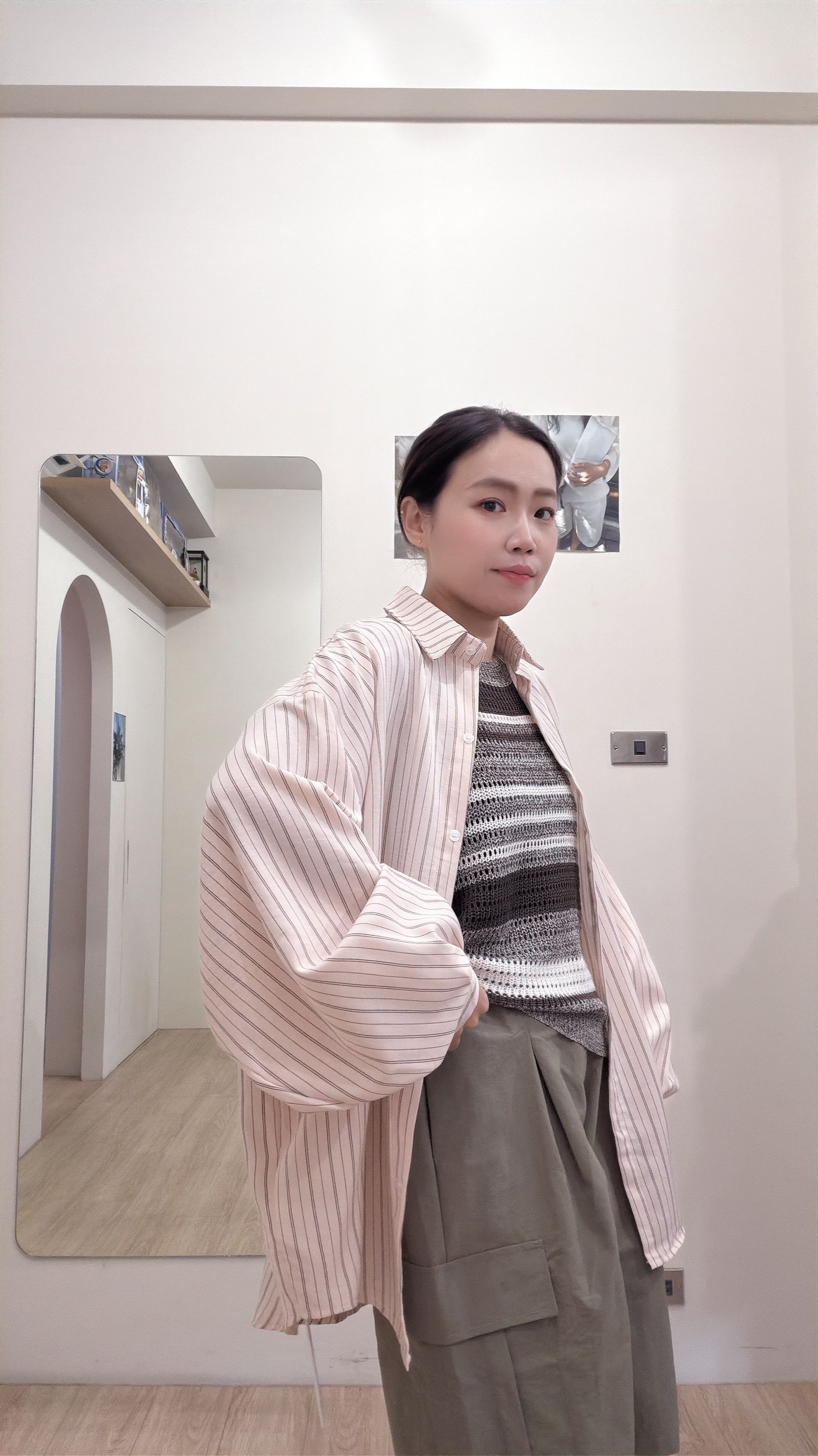 撞色條紋針織