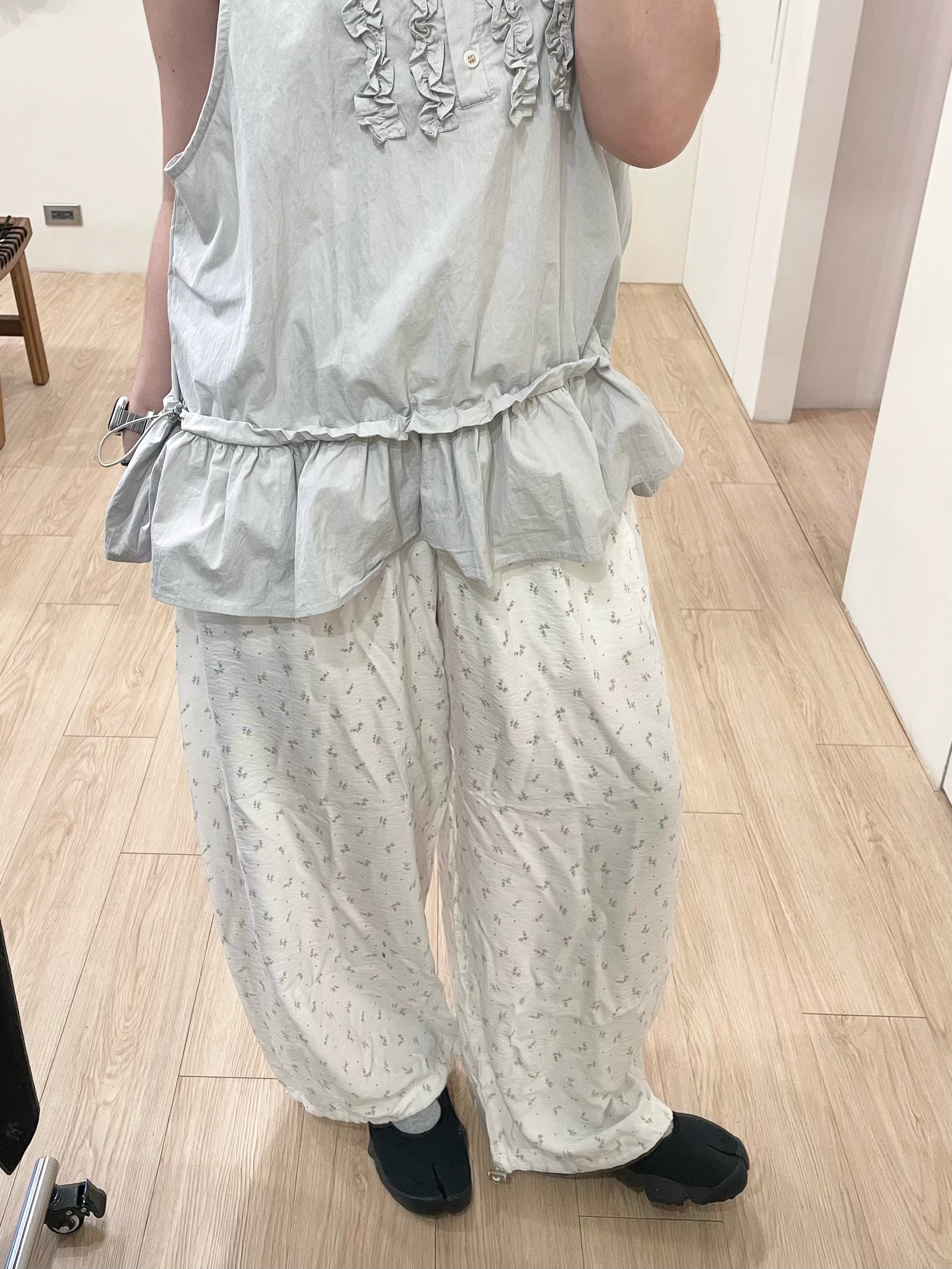日系花邊抽繩背心