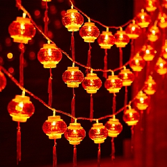 新年彩燈過年紅燈籠燈串LED室內戶外小串燈氛圍佈置裝飾品(影片必看)