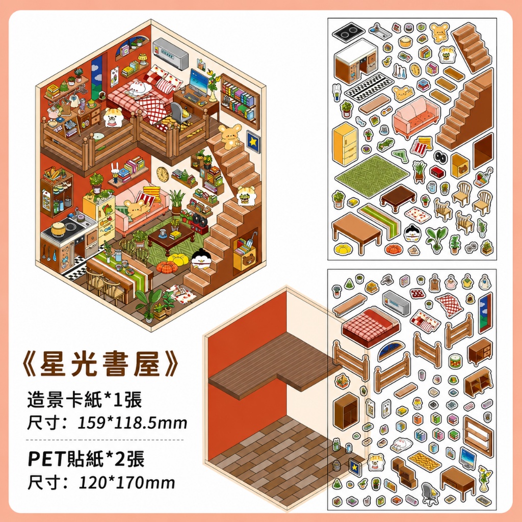 我的小屋 第五彈 DIY立體小屋貼紙 立體造景貼紙解壓縮貼紙