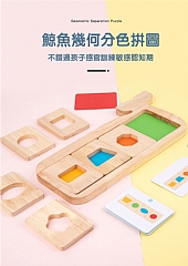 A-啟蒙早期色彩認知鯨魚幾何分色教具拼板配對(影片必看)