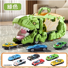 【 現貨】B- 恐龍吞食軌道收納車(配六台合金車)YM333-3(影片必看)綠色-紅色