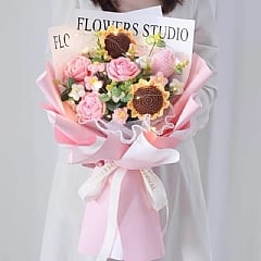 DIY自製針織毛線花束大束玫瑰花畢業花束(影片必看)