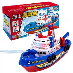電動消防船模型玩具可噴水8805音樂燈光洗澡兒童玩具(影片必看)