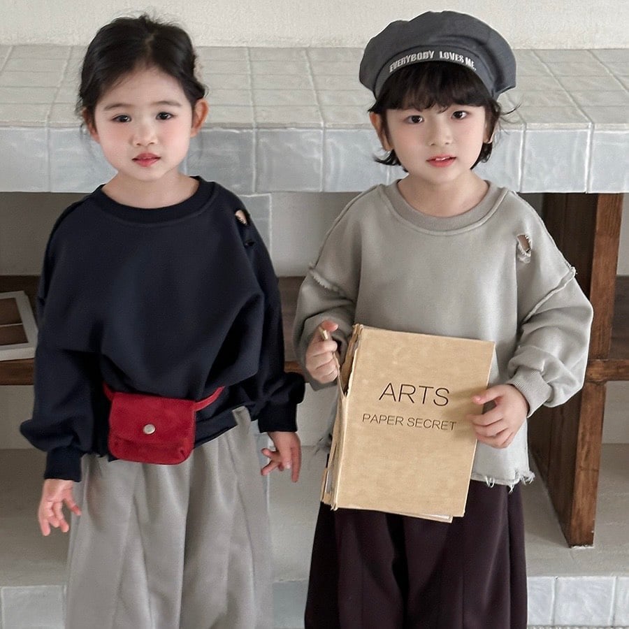 韓系個性破洞毛圈簡約上衣