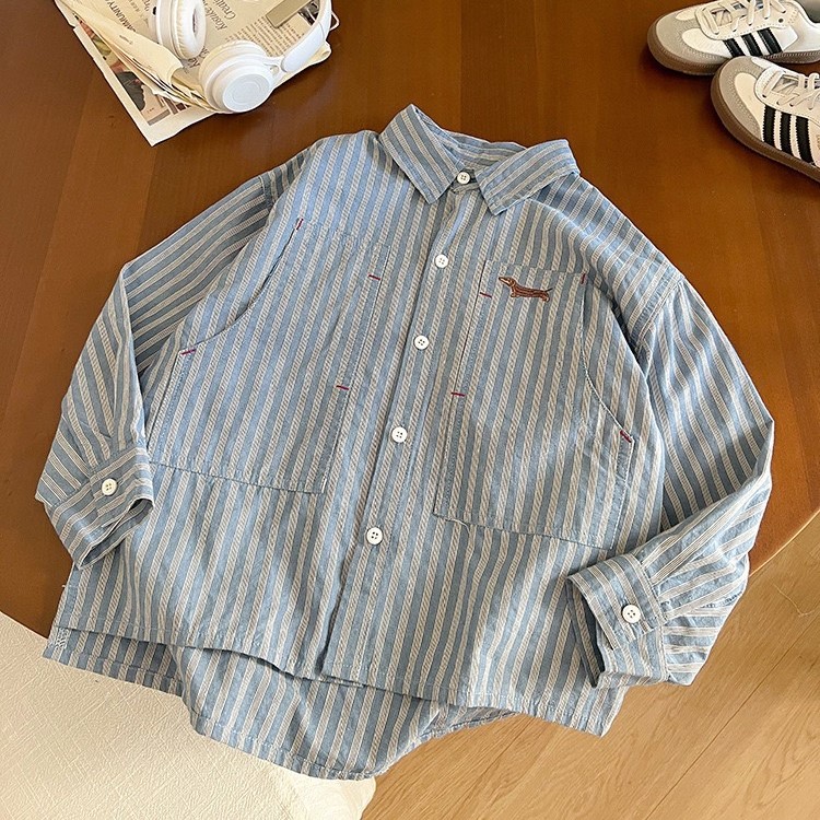 日韓系質感條紋臘腸狗襯衫(自留款)