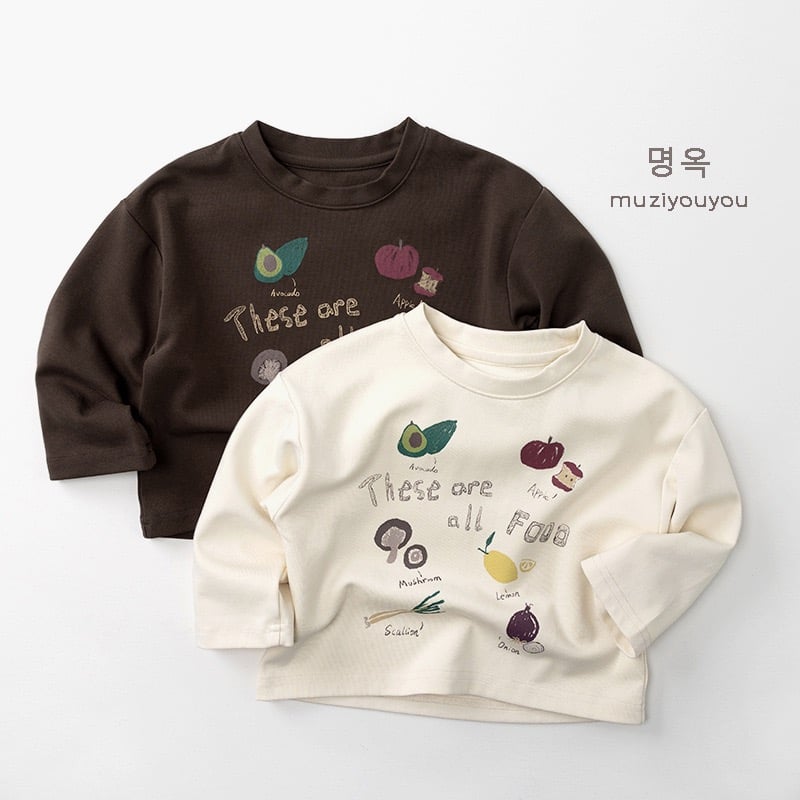 水果塗鴉薄長袖上衣