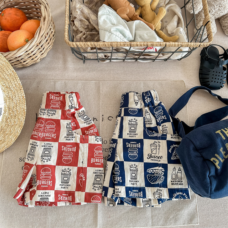 速食大格子口袋短褲