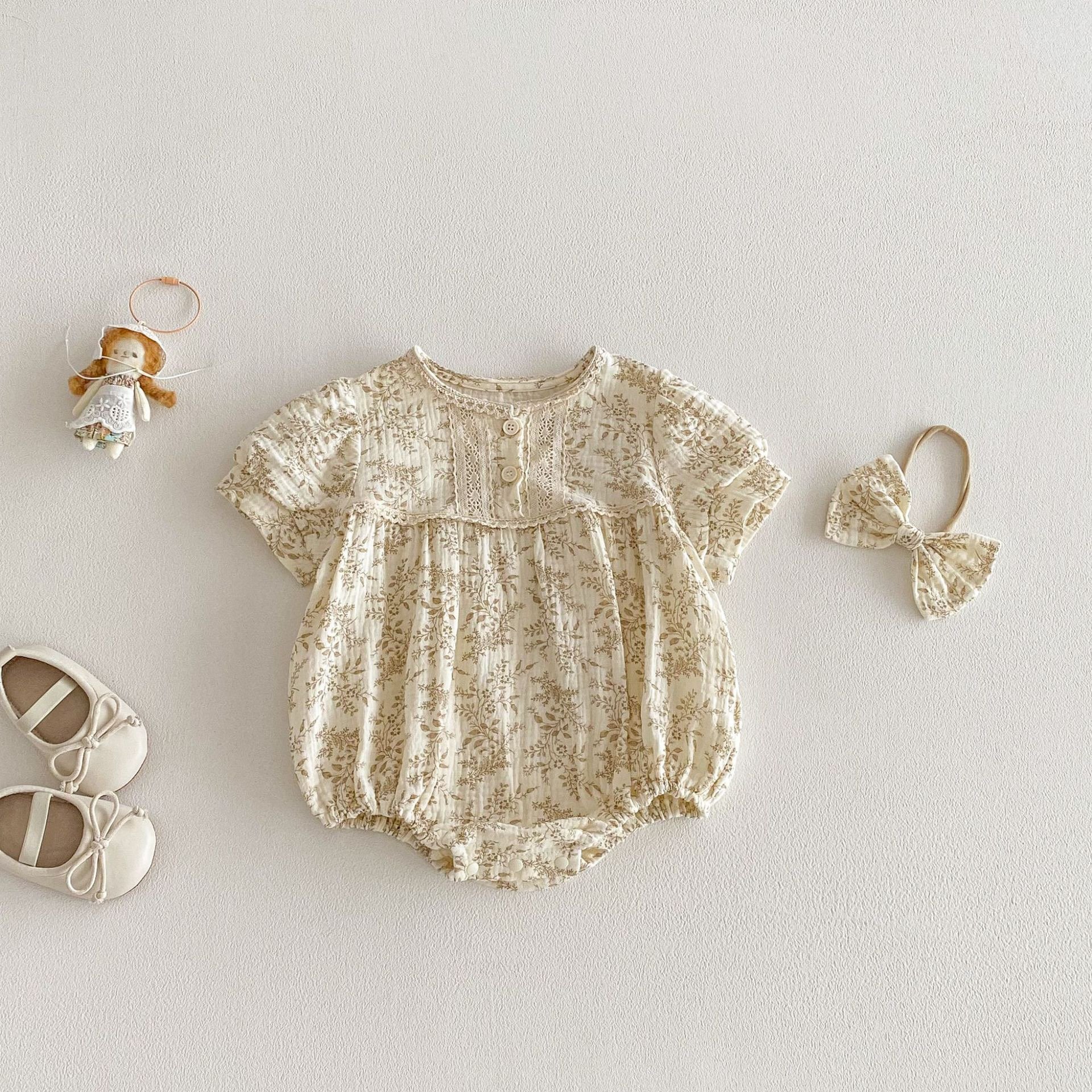 韓系棉質碎花包屁衣