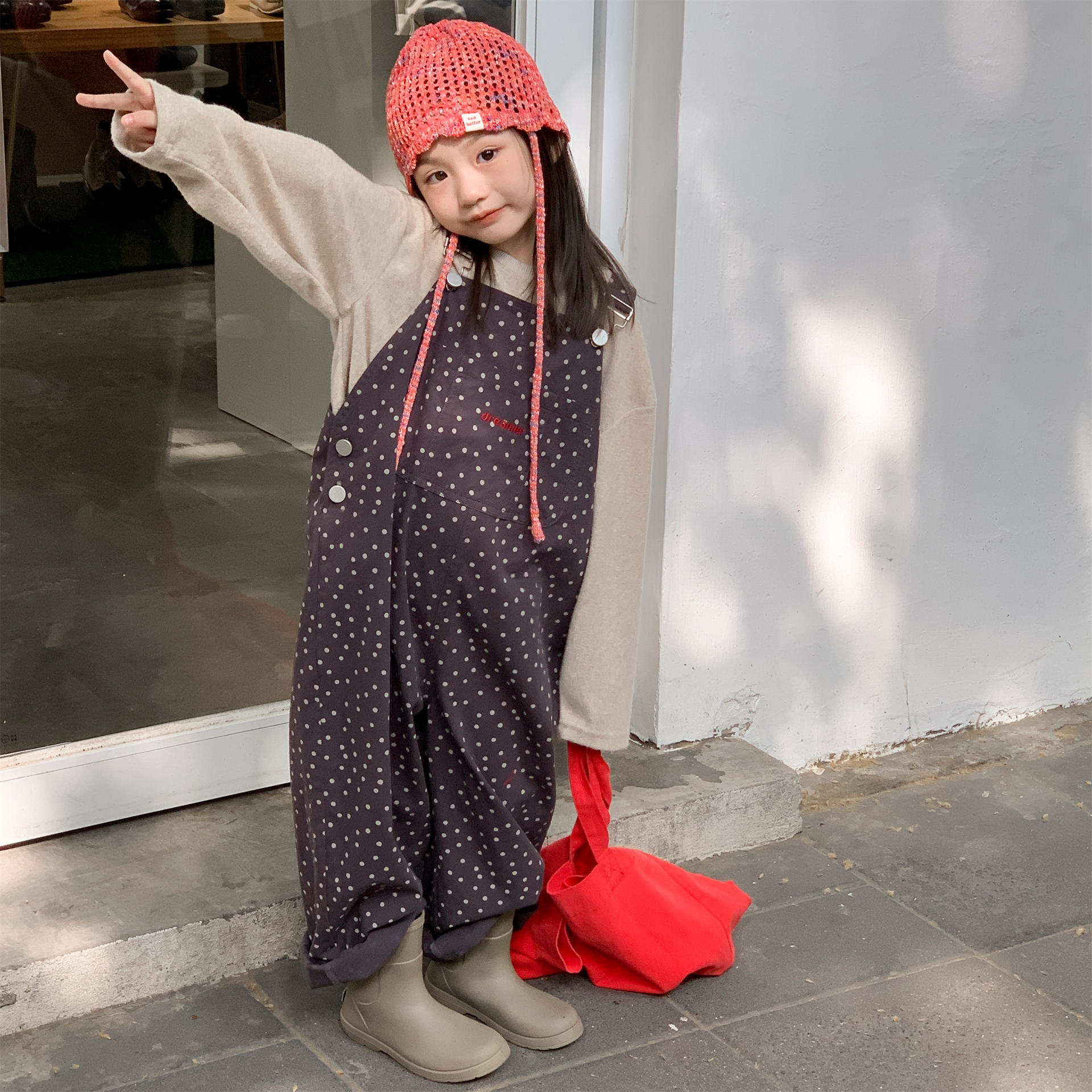 韓系工裝吊帶褲