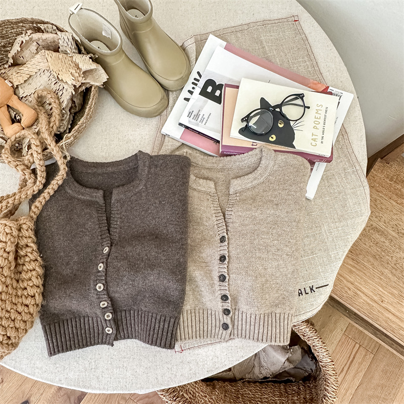 韓系簡約素色針織開衫