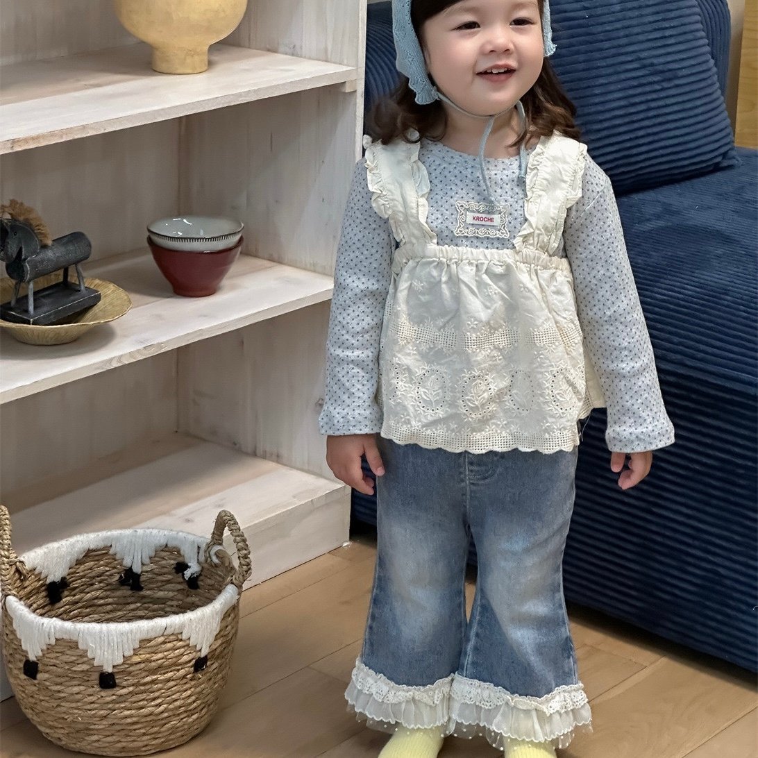 韓系雕花蕾絲背心套裝