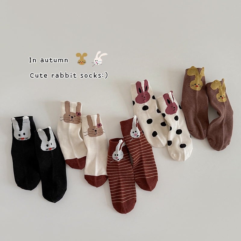 韓系小兔子中筒長襪 ( 5入組 ）