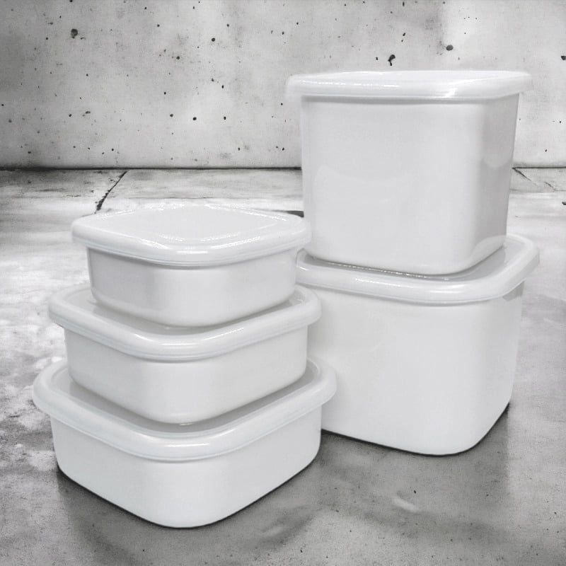 《日式加厚琺瑯方形保鮮盒》