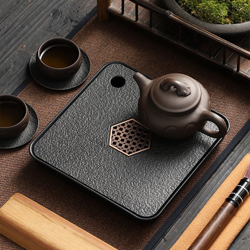 《仿烏金石蓄水式茶盤》