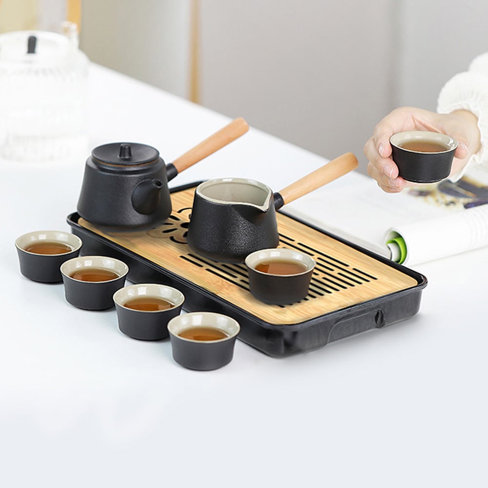 《陶瓷側把壺旅行茶具套組》附收納包