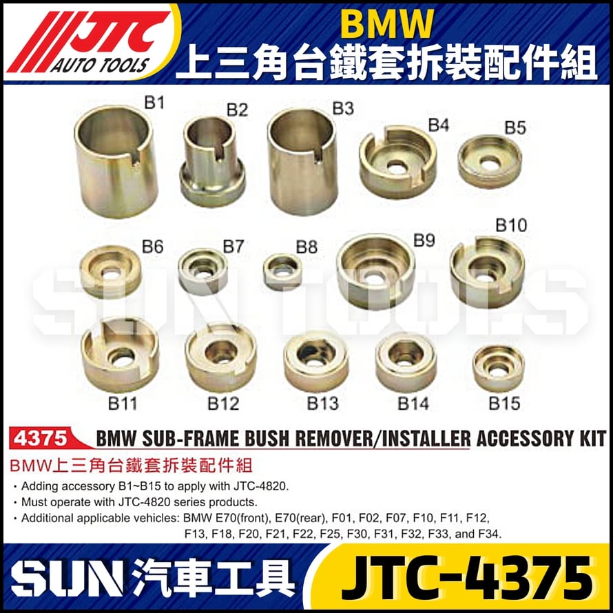 JTC-4375 BMW 上三角台鐵套拆裝配件組