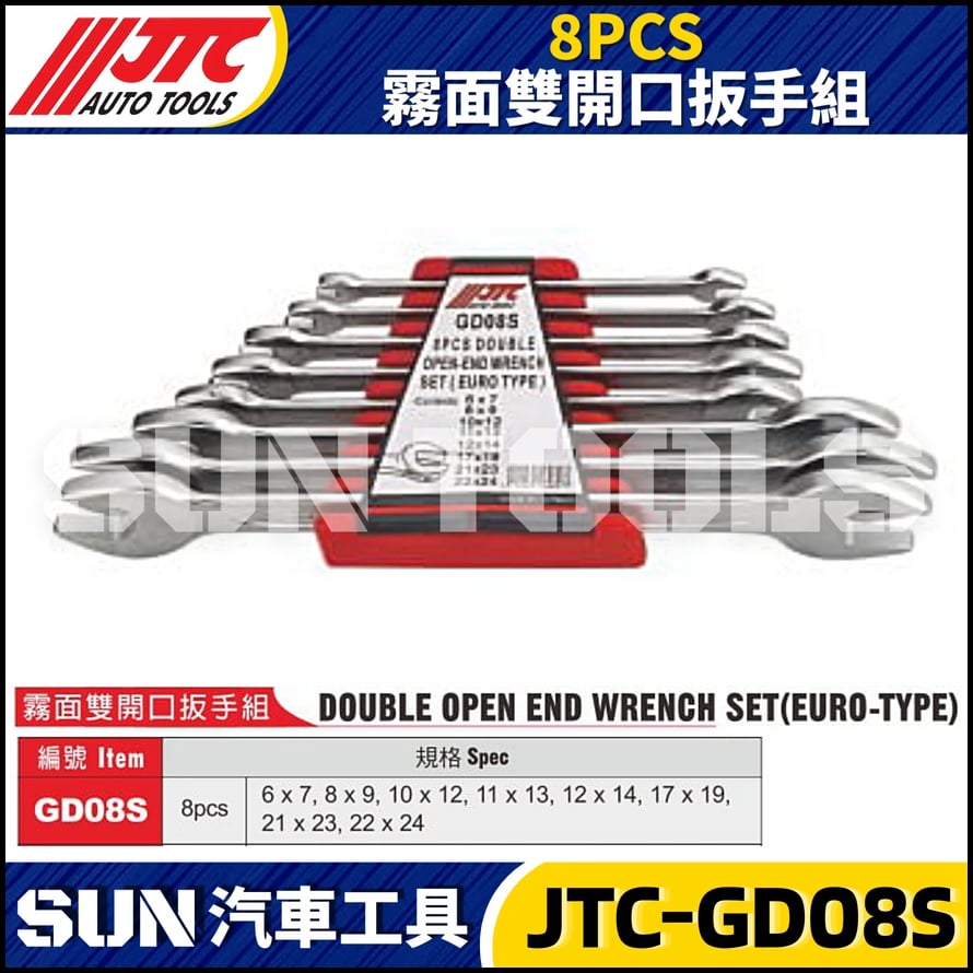 JTC-GD08S 8PCS 霧面雙開口扳手組
