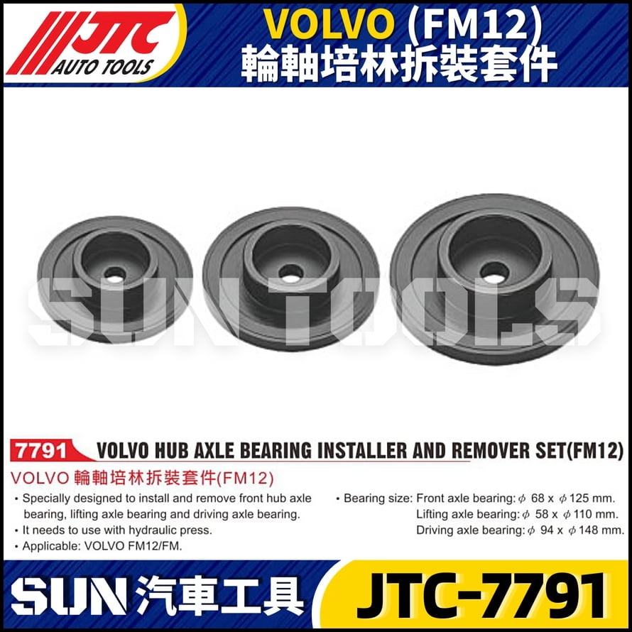 JTC-7791 VOLVO (FM12) 輪軸培林拆裝套件