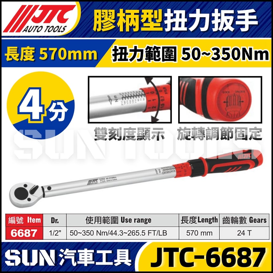 JTC-6687【4分】膠柄型扭力扳手