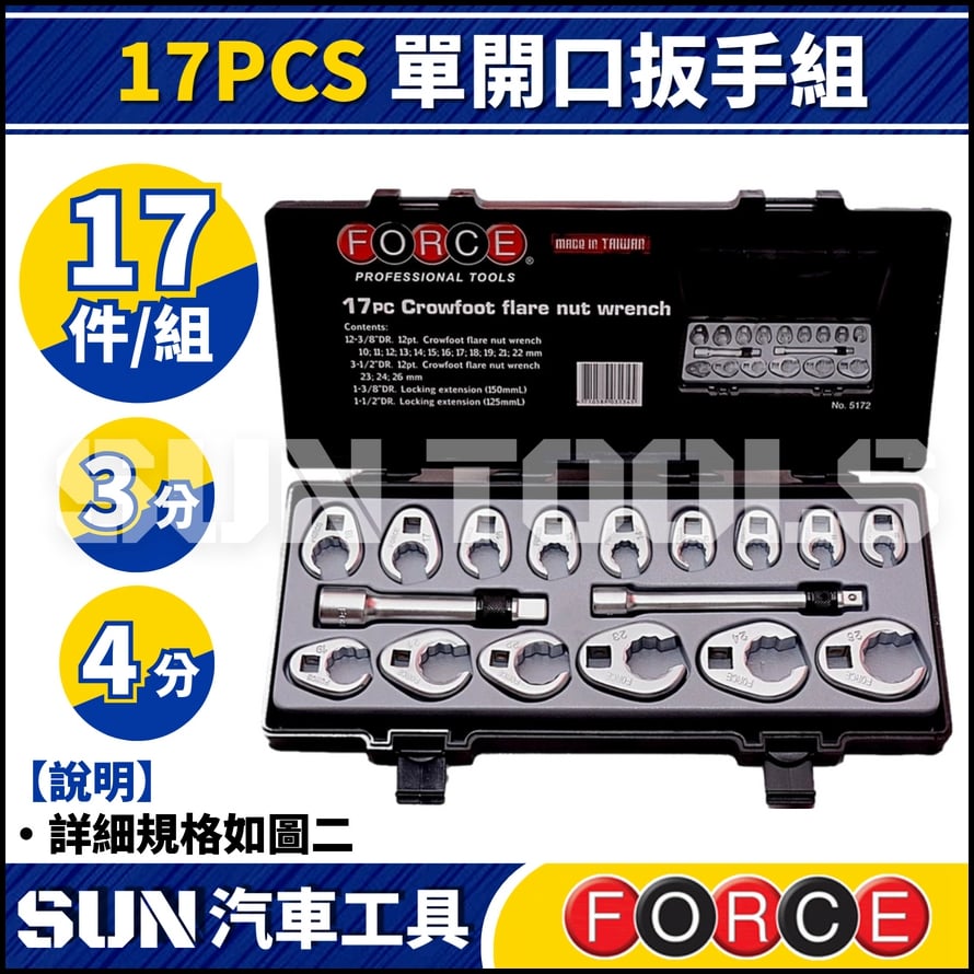 FORCE 17PCS 單開口扳手組