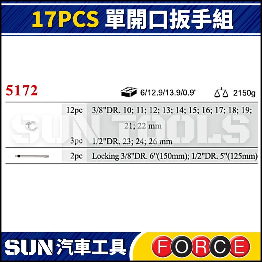 FORCE 17PCS 單開口扳手組