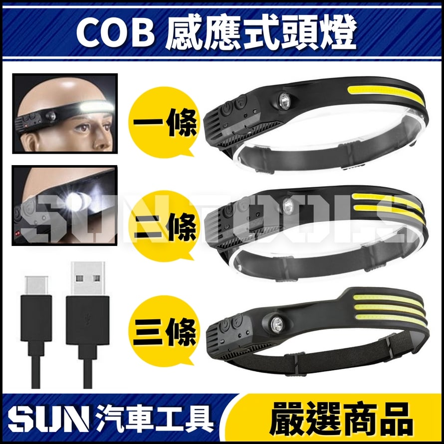 N COB 感應式頭燈